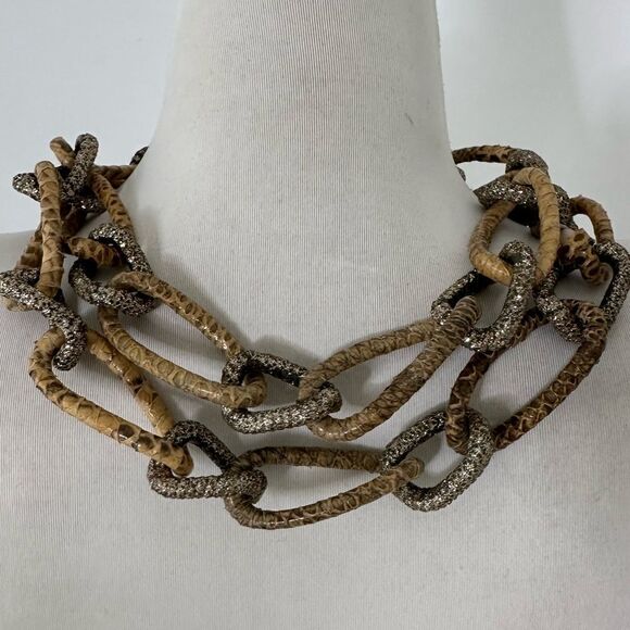 Vintage Chain Link Mix Print Infinity Necklace - Picture 1 of 10